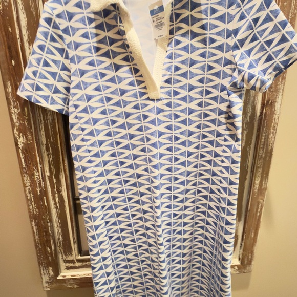 J. McLaughlin NWT Sonnet Dress . Off White /Blue textured Fretwork.Size M - Picture 8 of 12